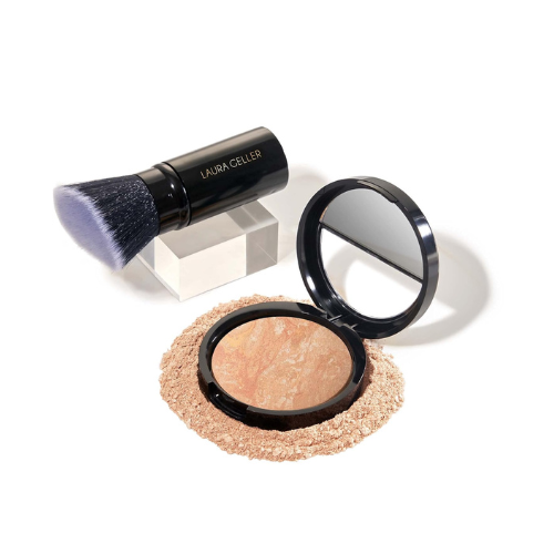 LAURA GELLER NEW YORK Baked Balance-n-Brighten Foundation with Kabuki Brush Makeup Set, Light