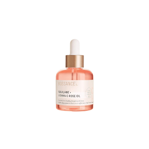 BIOSSANCE Squalane and Vitamin C Rose Oil. Facial Oil to Visibly Brighten, Hydrate, Firm and Reveal Radiant Skin 1.0 ounces