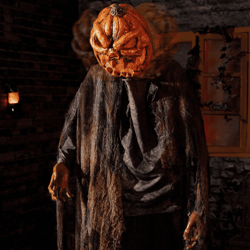 72'' Animatronics Pumpkin Halloween Animated Decorations - Sound & Sensor Activated with Creepy Sound, Scary Move, Light Up Eyes, Haunted House Spooky Decor Horror Prop for Indoor/Outdoor, Yard